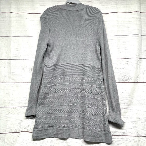 White House Black Market Gray Open Front Long Line Cardigan Size L - Picture 7 of 12